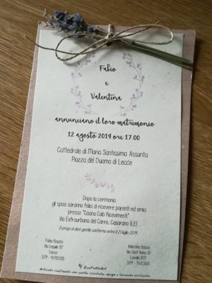 partecipazione matrimonio con lavanda